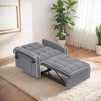 Velvet Convertible Single Sofa Chair Bed With Adjustable Backrest And Storage Pocket