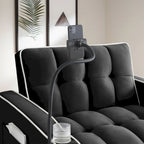 Velvet Convertible Single Sofa Chair Bed With Adjustable Backrest And Storage Pocket