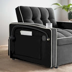 Velvet Convertible Single Sofa Chair Bed With Adjustable Backrest And Storage Pocket