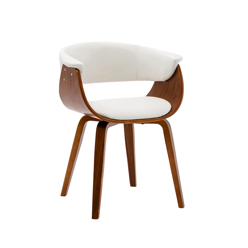 PU Leather Dining Chair with Walnut Wood Legs - White/Brown/Black