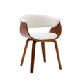 PU Leather Dining Chair with Walnut Wood Legs - White/Brown/Black