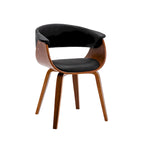 PU Leather Dining Chair with Walnut Wood Legs - White/Brown/Black