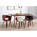 Porthos Home Meir Dining Chair, PU Leather Upholstery, Walnut Wood Legs