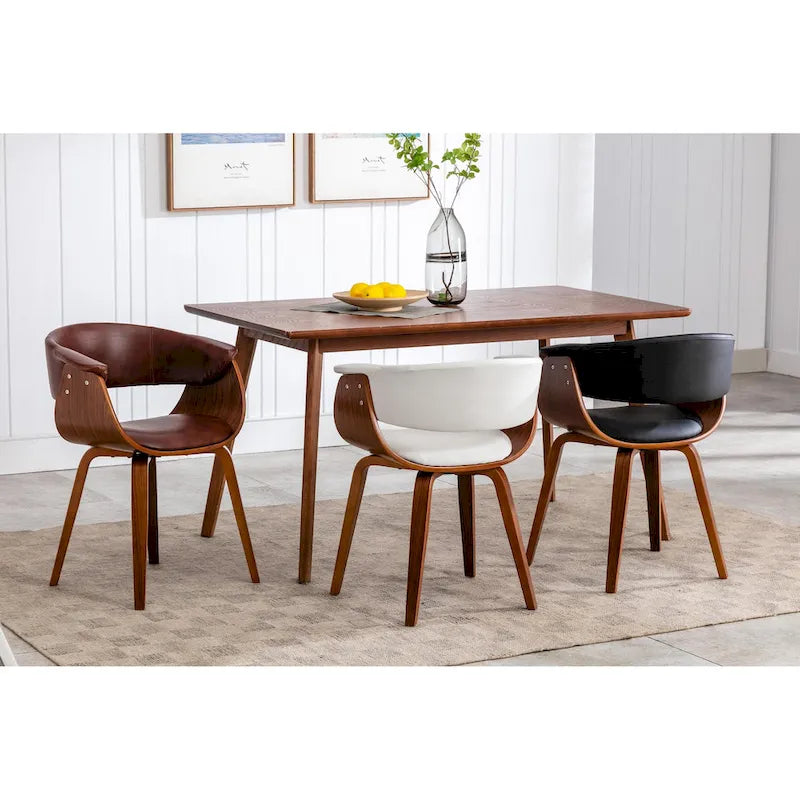 Porthos Home Meir Dining Chair, PU Leather Upholstery, Walnut Wood Legs