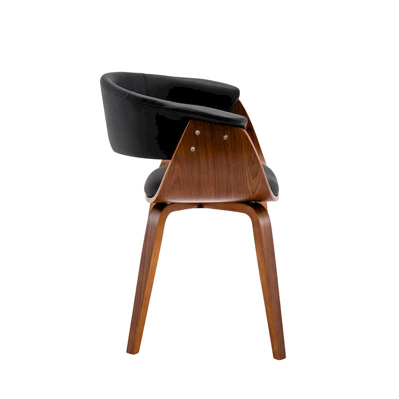 PU Leather Dining Chair with Walnut Wood Legs - White/Brown/Black