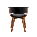 PU Leather Dining Chair with Walnut Wood Legs - White/Brown/Black