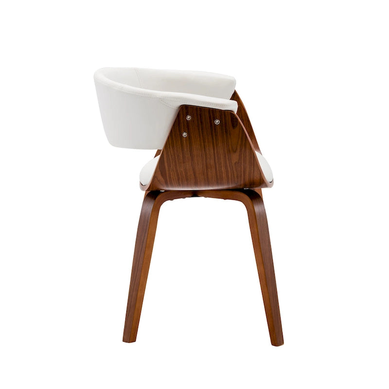 PU Leather Dining Chair with Walnut Wood Legs - White/Brown/Black