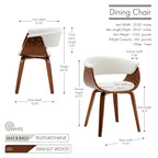 PU Leather Dining Chair with Walnut Wood Legs - White/Brown/Black