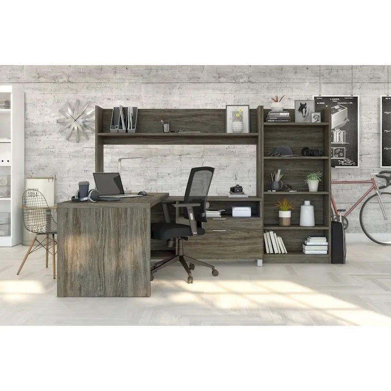 Pro-Linea L-Desk with Bookcase