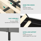 Adjustable Upholstered Headboard Platform Bed with LED light and USB Charging