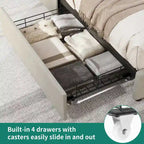 Adjustable Upholstered Headboard Platform Bed with LED light and USB Charging