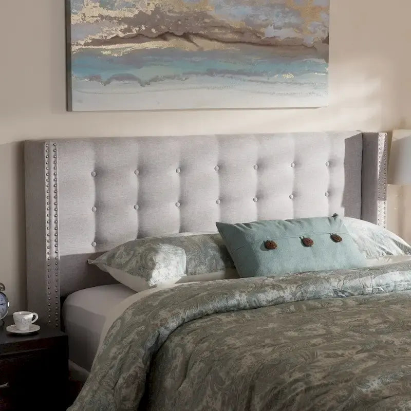 Beige/Grey Winged Headboard - Full/Queen Size