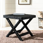 Natural Wicker X-Bench - Banana Natural/Black - Ottoman Seat