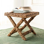 Natural Wicker X-Bench - Banana Natural/Black - Ottoman Seat