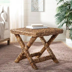 Natural Wicker X-Bench - Banana Natural/Black - Ottoman Seat