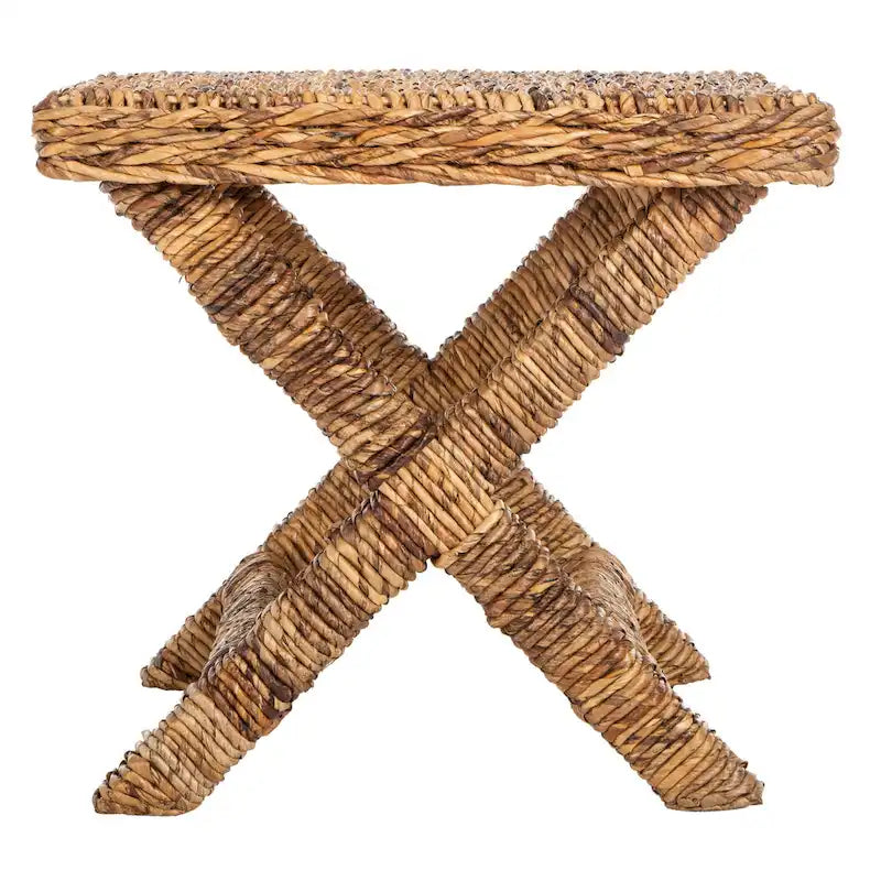 Natural Wicker X-Bench - Banana Natural/Black - Ottoman Seat