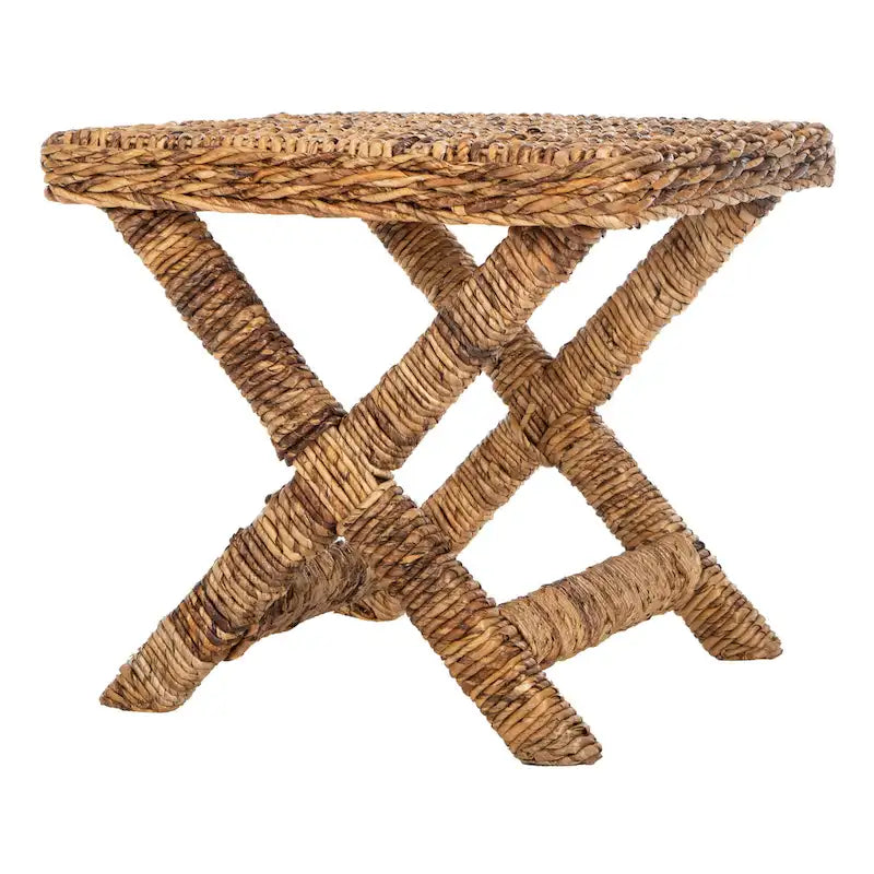 Natural Wicker X-Bench - Banana Natural/Black - Ottoman Seat