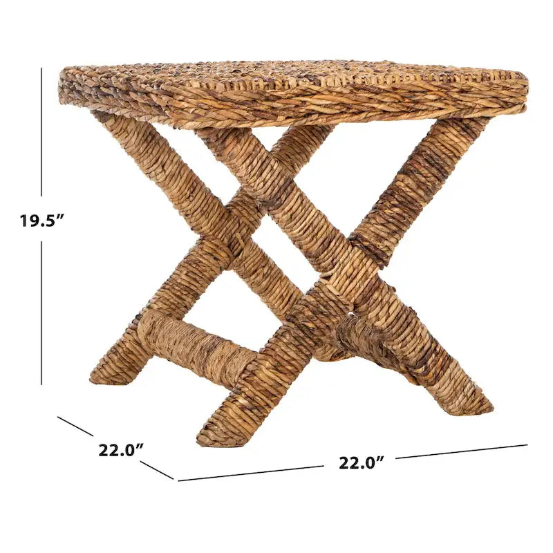 Natural Wicker X-Bench - Banana Natural/Black - Ottoman Seat