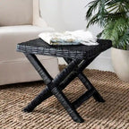 Natural Wicker X-Bench - Banana Natural/Black - Ottoman Seat