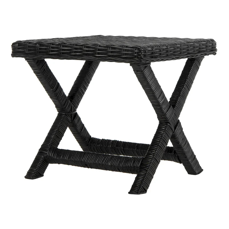 Natural Wicker X-Bench - Banana Natural/Black - Ottoman Seat