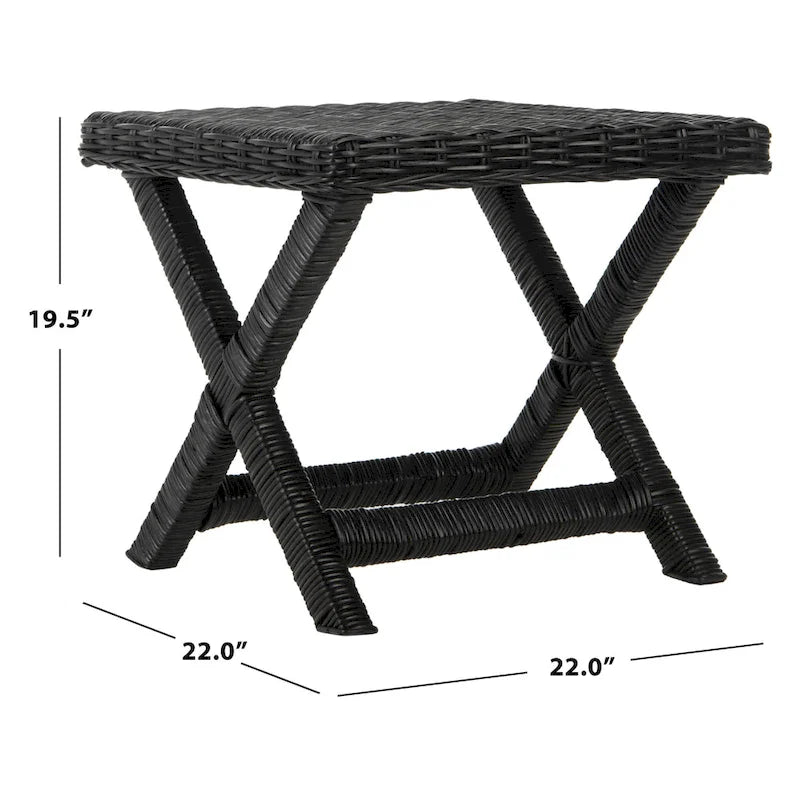 Natural Wicker X-Bench - Banana Natural/Black - Ottoman Seat