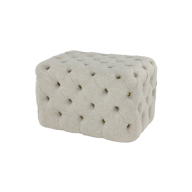 Black Tan or Grey Wood Tufted Fabric Modern Glam Ottoman Bench