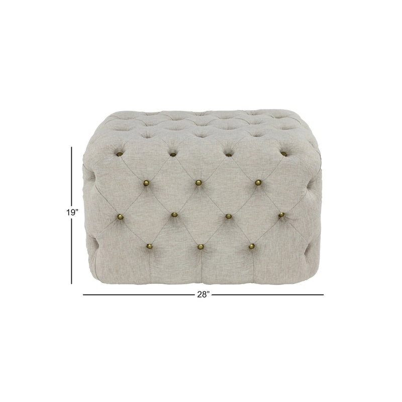 Black Tan or Grey Wood Tufted Fabric Modern Glam Ottoman Bench