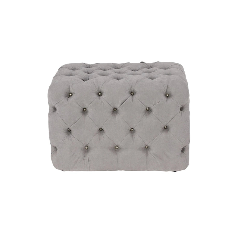 Black Tan or Grey Wood Tufted Fabric Modern Glam Ottoman Bench