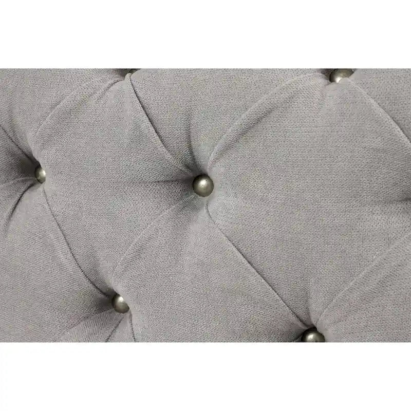 Black Tan or Grey Wood Tufted Fabric Modern Glam Ottoman Bench