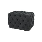 Black Tan or Grey Wood Tufted Fabric Modern Glam Ottoman Bench