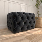 Black Tan or Grey Wood Tufted Fabric Modern Glam Ottoman Bench