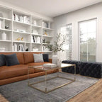 Black Tan or Grey Wood Tufted Fabric Modern Glam Ottoman Bench