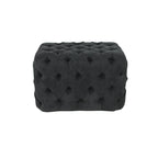 Black Tan or Grey Wood Tufted Fabric Modern Glam Ottoman Bench