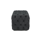 Black Tan or Grey Wood Tufted Fabric Modern Glam Ottoman Bench