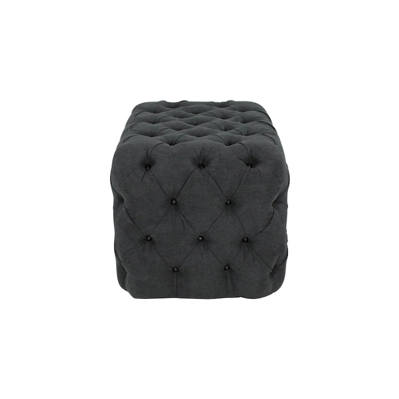 Black Tan or Grey Wood Tufted Fabric Modern Glam Ottoman Bench