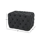 Black Tan or Grey Wood Tufted Fabric Modern Glam Ottoman Bench