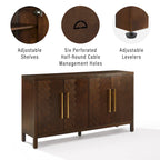 Dark Brown Herringbone Sideboard Cabinet