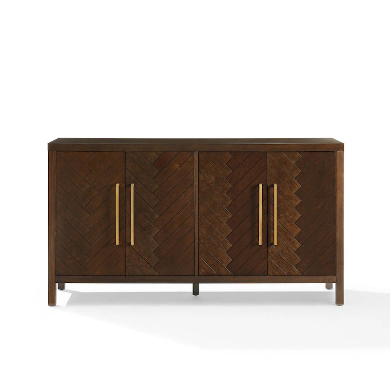 Dark Brown Herringbone Sideboard Cabinet