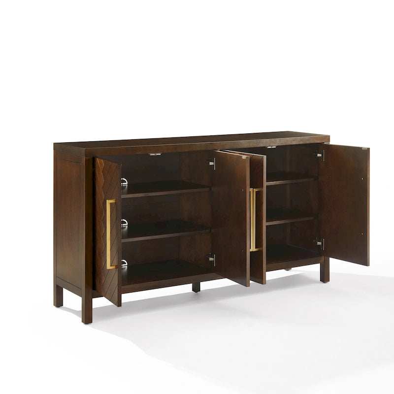 Dark Brown Herringbone Sideboard Cabinet