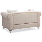 Velvet 2-Seater Sofa - Beige/Green/Pink