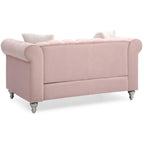 Velvet 2-Seater Sofa - Beige/Green/Pink