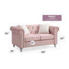 Velvet 2-Seater Sofa - Beige/Green/Pink