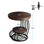 Gold Round End Table, 2 Tiers Side Table with White Faux Marble Top