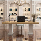 Practical Large Wooden Desk Copmputer Desk Dining Table w/White Base