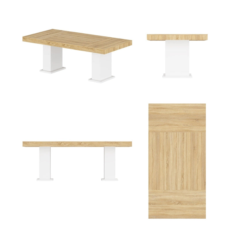 Practical Large Wooden Desk Copmputer Desk Dining Table w/White Base
