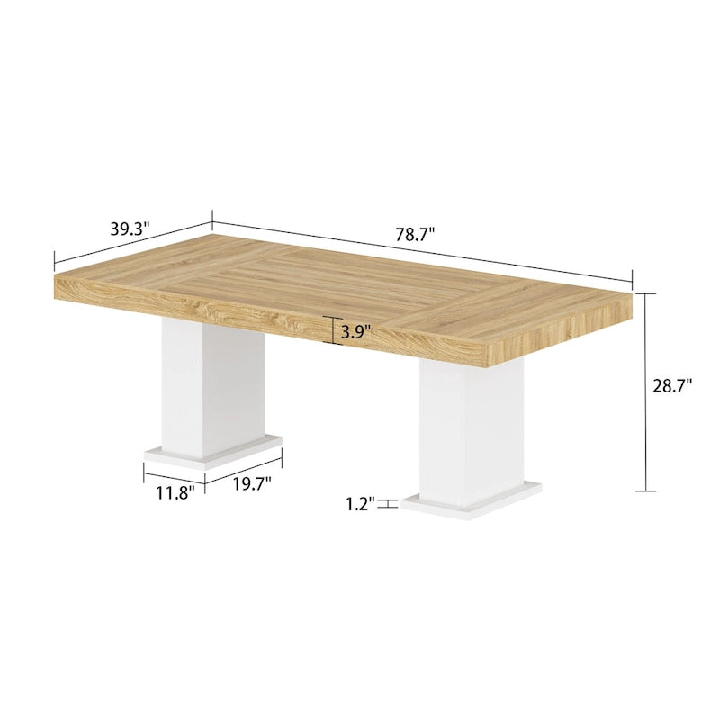 Practical Large Wooden Desk Copmputer Desk Dining Table w/White Base