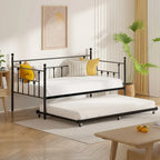Classic Open Frame Metal Daybed with Trundle,Twin Size
