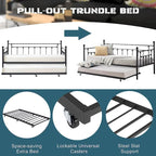 Classic Open Frame Metal Daybed with Trundle,Twin Size