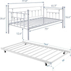 Classic Open Frame Metal Daybed with Trundle,Twin Size
