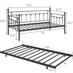 Classic Open Frame Metal Daybed with Trundle,Twin Size